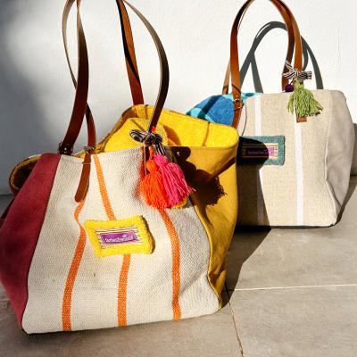 Canvas Tote Bag with Stripes Canvas Tote Bag with Stripes
